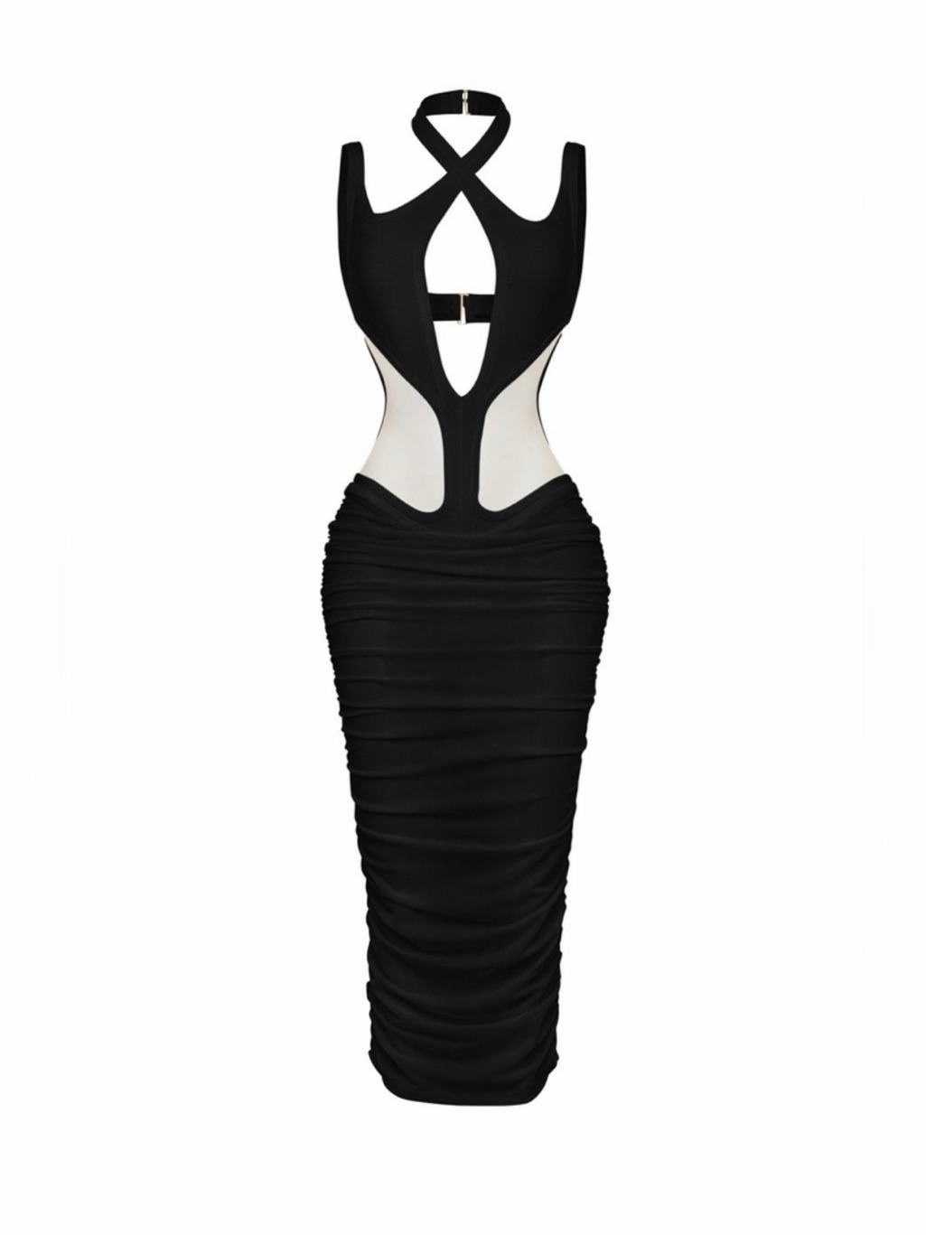 Yg Collection Freya Mesh Halter Dress Size Small Black New With Tags — image 2 of 8